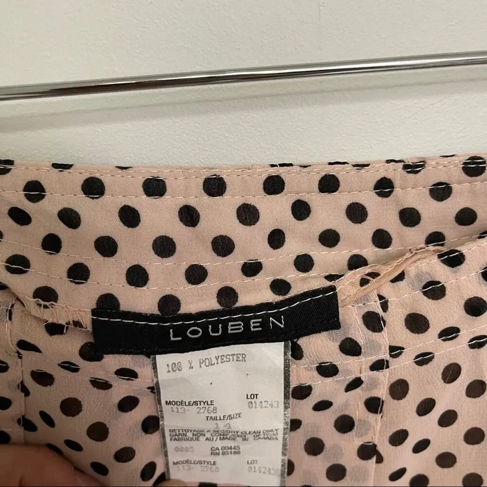 LOUBEN Skirt Size 14 Polka Dot Tie Waist Business Career Work Casual Size Zipper